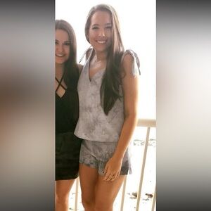 Honey Belle Gray Tie-Dye Sleeveless Top and Shorts Set